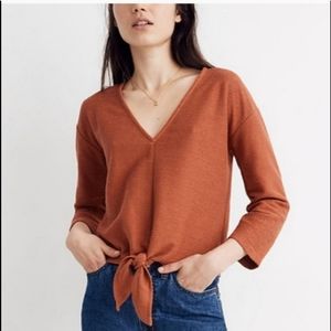 NWT Madewell Texture & Thread Long Sleeve Tie Top